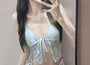 Set: Ribbon Front Tankini Top + Bottom + Cover-Up Skirt