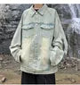 Collared Washed Button-Up Denim Jacket
