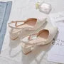 Pointed Toe Slingback Panel Tweed Block Heel Pumps