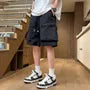 High Waist Plain Wide Leg Cargo Shorts
