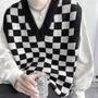 V-Neck Checkerboard Sweater Vest