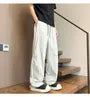 Drawstring Waist Plain Panel Straight Leg Track Pants