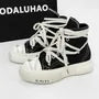 Contrast Stitching Lace-Up Platform Sneakers