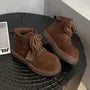 Lace-Up Platform Short Boots