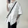 Short-Sleeve Contrast Stitched Button-Up Shirt