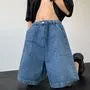 High Waist Wide Leg Denim Shorts