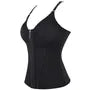 V-Neck Plain Zip-Up Crop Corset Top