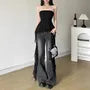 Plain Ruffle Asymmetrical Ruched Tube Top