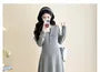 Maternity Long-Sleeve Henley Contrast Trim Midi A-Line Dress