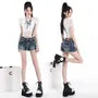 Mid Rise Washed Denim Shorts