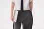 Set: Elbow-Sleeve Pinstriped Button-Up Shirt + Necktie