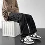 Mid Waist Fleece-Lined Plain Wide Leg Cargo Pants