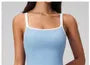 Sleeveless Square Neck Contrast Trim Padded Backless Yoga Romper