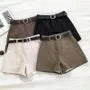Plain High-Waist Shorts With Belt