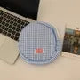 Lettering Applique Plaid Makeup Bag