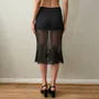 Low Waist Lace Panel Mesh Midi Pencil Skirt