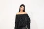 Long Sleeve Off Shoulder Polka Dot Bow Chiffon Top