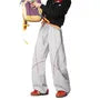 Drawstring Waist Contrast Stitch Baggy Pants