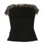 Faux Fur Trim Tube Top / Low waist Mini Pencil Skirt