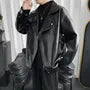 Plain Faux Leather Zip Biker Jacket