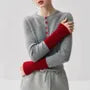 Crew Neck Contrast Cuff Button-Up Cardigan