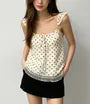 Scoop Neck Tie-Front Polka Dot A-Line Camisole Top