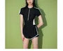 Short-Sleeve Striped Swimsuit