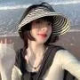 Striped Wide Brim Visor Hat