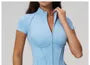 Short-Sleeve Plain Half Zip Sport Romper