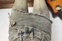 Mid Waist Washed Skirt Overlay Bell Bottom Jeans