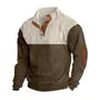 Long-Sleeve Polo-Neck Two-Tone Corduroy Sweatshirt