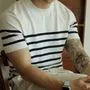 Short-Sleeve Crew Neck Striped T-Shirt