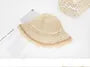 Fringed Trim Straw Bucket Hat