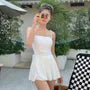 Spaghetti Strap Plain Mini A-Line Swim Dress