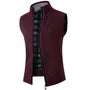 Stand Collar Plain Zip Sweater Vest