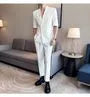 Set: Short-Sleeve Lapel Collar Button Blazer + Mid Rise Plain Dress Pants