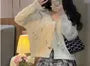 V-Neck Plain Bow Button-Up Cardigan
