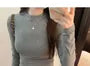 Long-Sleeve High Neck Plain Tee