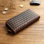 Genuine Leather Woven Long Wallet