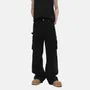 Mid Rise Plain Straight Leg Cargo Jeans
