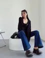 High Waist Washed Flared Jeans