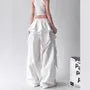 Drawstring Waist Lace Panel Layered Skirt Overlay Baggy Cargo Pants