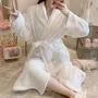 Plain Tie-Waist Fleece Pajama Robe