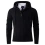 Henley Plain Drawstring Hooded Cable Knit Sweater
