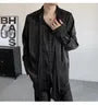 Long-Sleeve Scarf Neck Button-Up Plain Shirt