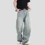 Couple Matching Mid Waist Striped Washed Distressed Baggy Jeans