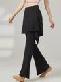 High Waist Plain Skirt Overlay Flared Dance Pants