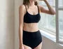 Set: Long-Sleeve Plain Swim Top + Bottom + Bikini Top
