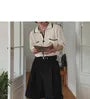 Contrasted Short-Sleeve Summer-Knit Polo Cardigan