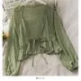 Tie-Waist Balloon-Sleeve Chiffon Cardigan